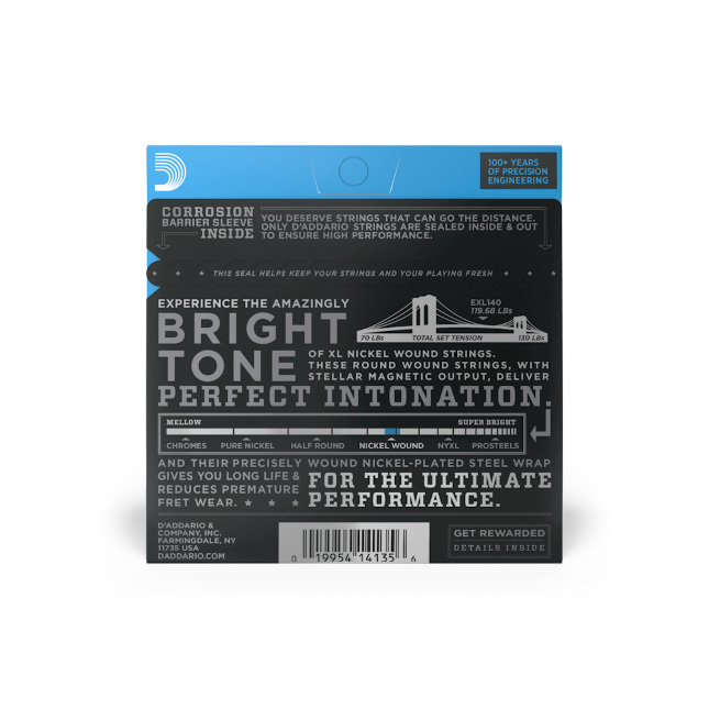 D'Addario 10-52 Light Top/Heavy Bottom, XL Nickel Electric Guitar Strings - EXL140
