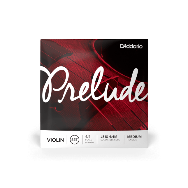 D'Addario J810 4/4M Prelude Violin String Set, 4/4 Scale, Medium Tension