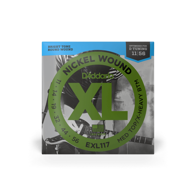 D'Addario EXL117 11-56 Medium Top/Extra Heavy Bottom, XL Nickel Electric Guitar Strings