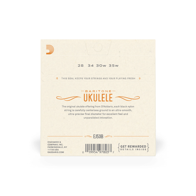 D'Addario EJ53B Pro-Arté Rectified Ukulele Strings, Baritone