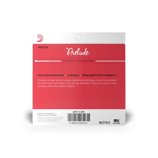 D'Addario J810 1/2M Prelude Violin String Set, 1/2 Scale, Medium Tension