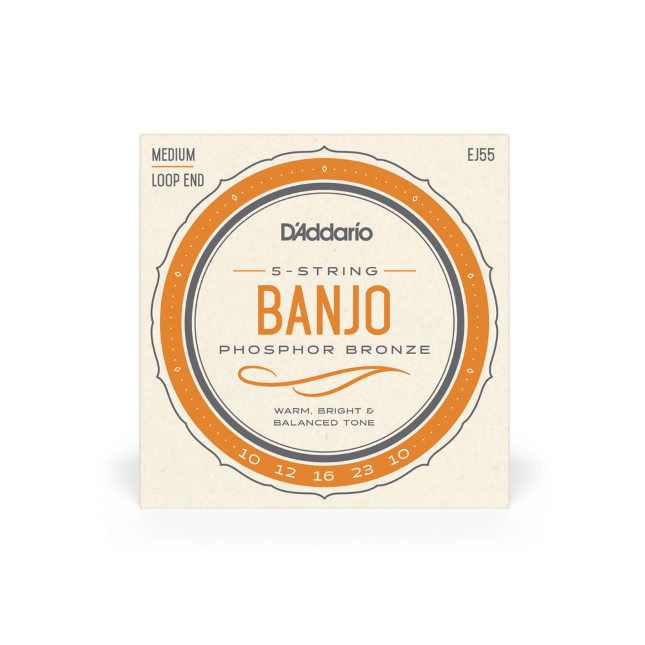 D'Addario EJ55 5-String Banjo Strings, Phosphor Bronze, Medium, 10-23