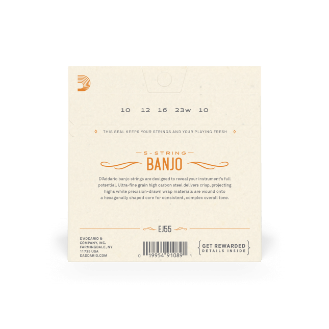 D'Addario EJ55 5-String Banjo Strings, Phosphor Bronze, Medium, 10-23