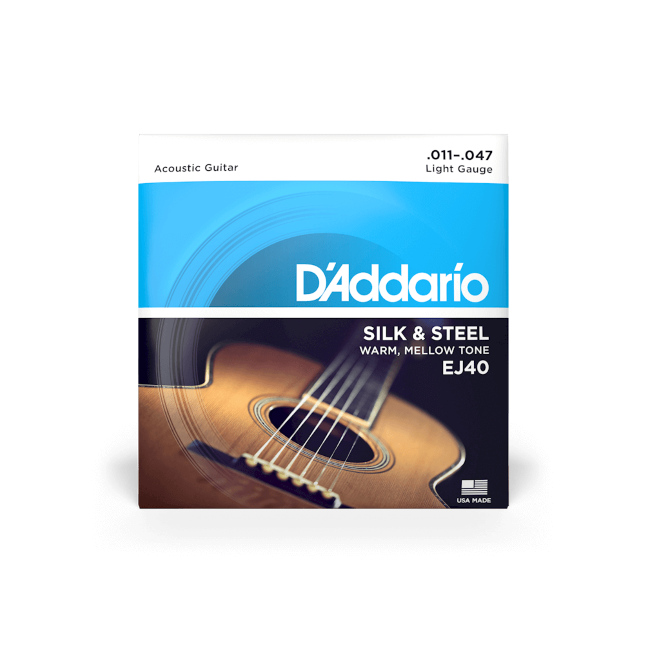 D'Addario EJ40 Silk & Steel Acoustic Guitar Strings (11-47) Light