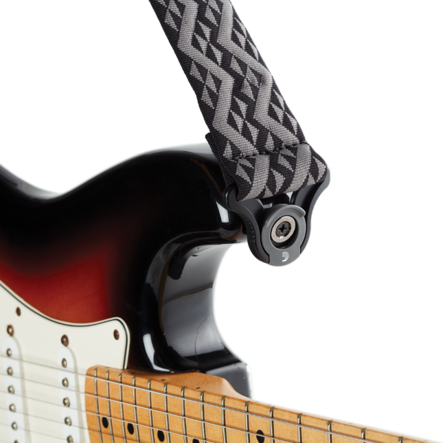 D'Addario 50BAL03 Auto Lock Guitar Strap - Black Padded Geometric