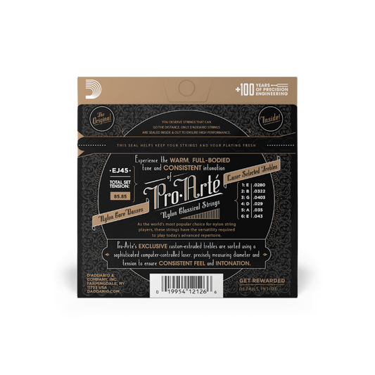 D'Addario EJ45 Normal Tension, Pro-Arté Nylon Classical Guitar Strings