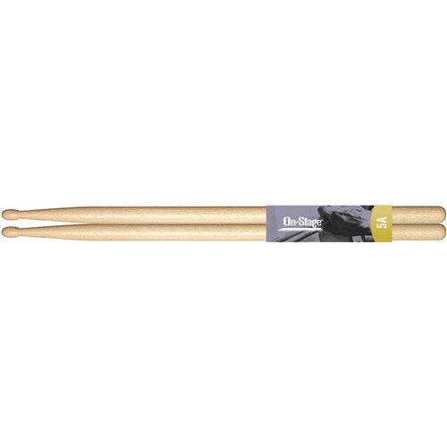 On-Stage HW5A Hickory Drum Sticks 5A - Wood Tip