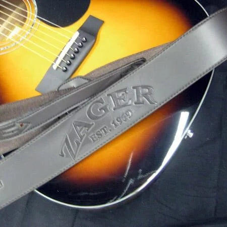 Zager Embossed Padded Leather Guitar Strap - Dark Brown