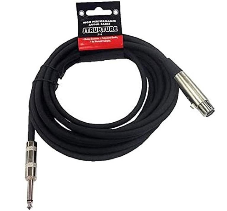 Strukture 20ft HiZ Microphone Cable (XLR female to 1/4" male) - Black - SMCHZ20 "Open Package"