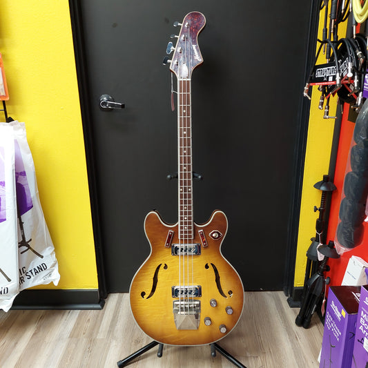 1960's Harmony H-27 Hollow Body Bass Guitar - Sunburst "Made In USA" SN# 5605
