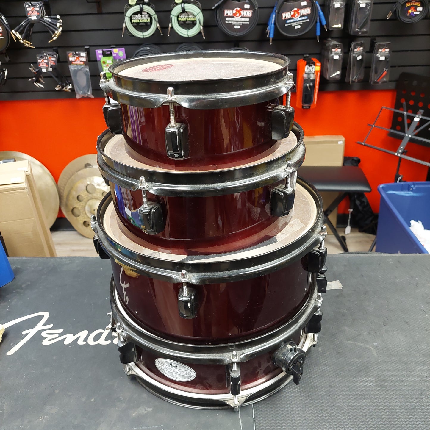 PEARL RHYTHM TRAVELER 5 PIECE TRAVEL DRUM SHELLS (USED)
