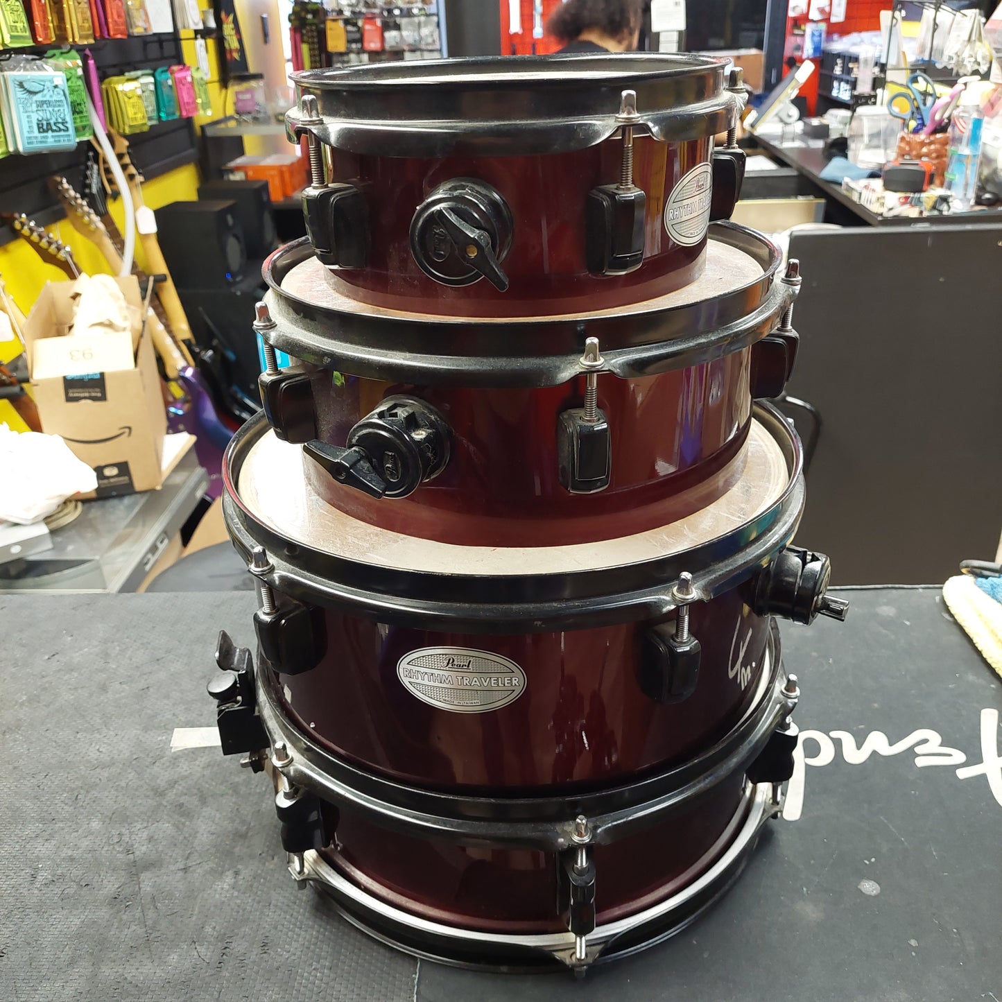 PEARL RHYTHM TRAVELER 5 PIECE TRAVEL DRUM SHELLS (USED)