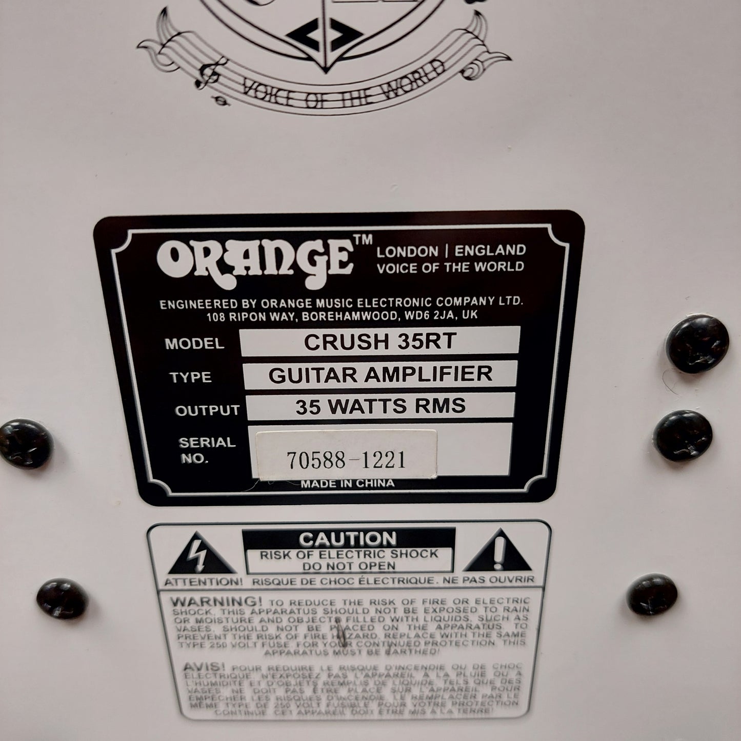 2021 Orange Crush 35RT Guitar Amplifier - SN# 70588-1221