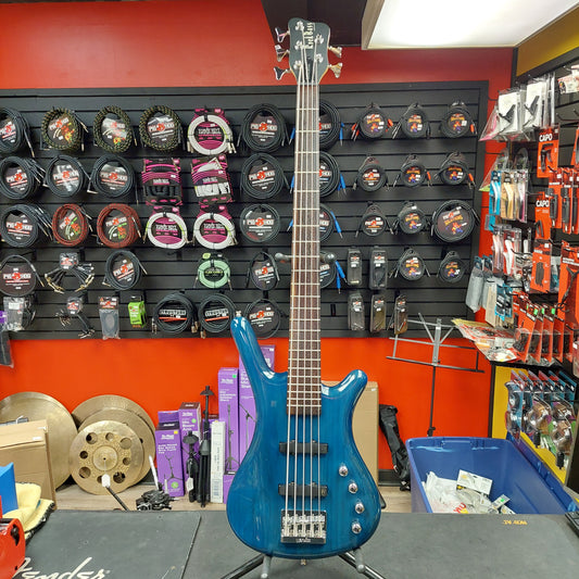 2003 Warwick Rock Bass Active 5-String Bass - Ocean Blue Transparent - SN# RBM 013997-03