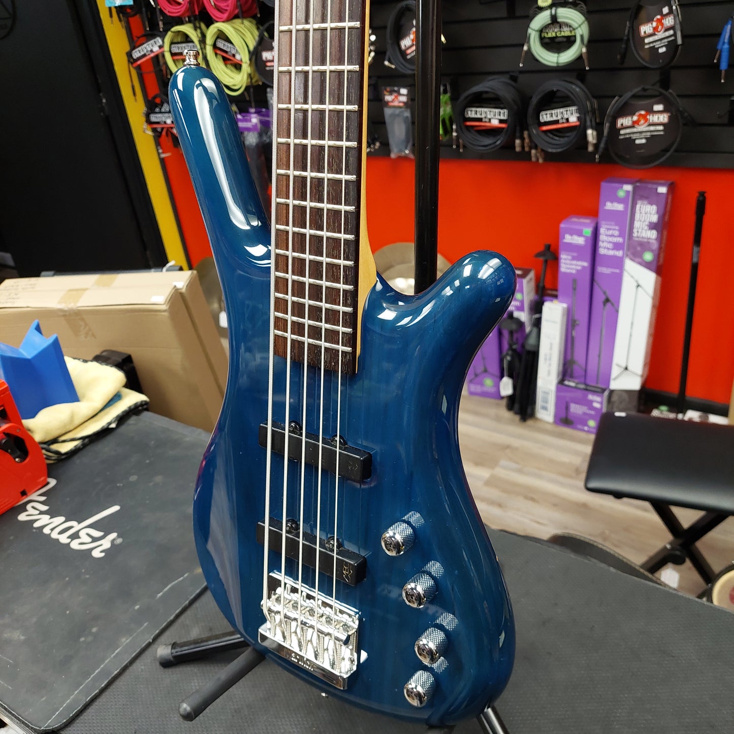 2003 Warwick Rock Bass Active 5-String Bass - Ocean Blue Transparent - SN# RBM 013997-03