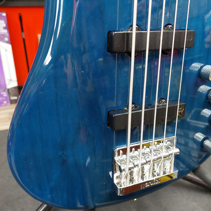 2003 Warwick Rock Bass Active 5-String Bass - Ocean Blue Transparent - SN# RBM 013997-03