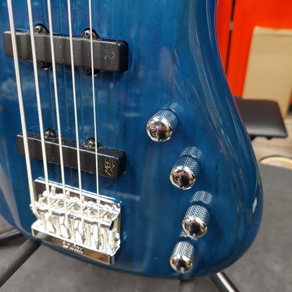 2003 Warwick Rock Bass Active 5-String Bass - Ocean Blue Transparent - SN# RBM 013997-03