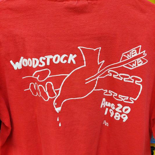 Vintage Woodstock 1989 Concert Tee Shirt - Red - XL - Hanes (USED)