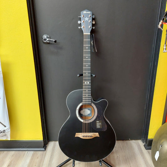 Mantic GT-1ACBK Auditorium Cutaway Acoustic Guitar - Black w/ Gig Bag
