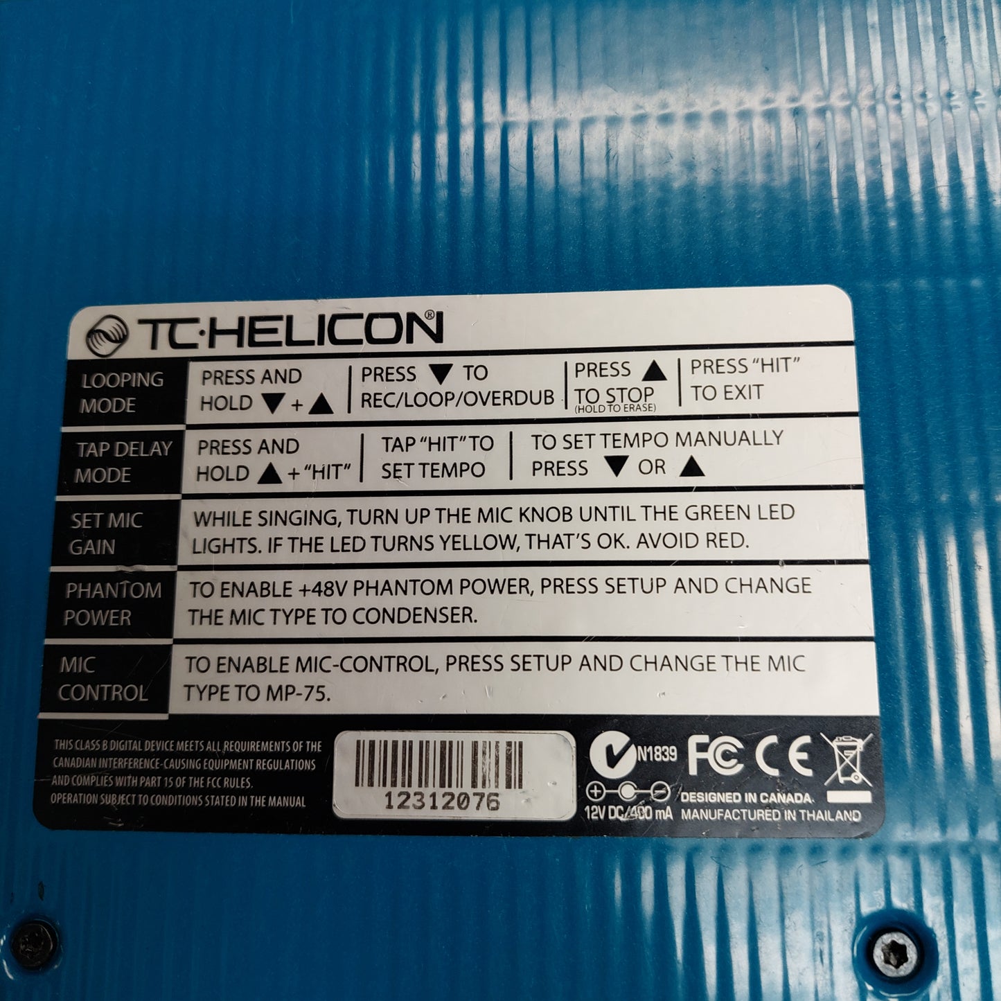 TC HELICON VOICELIVE PLAY HARMONY & EFFECTS FOR SINGERS w/ POWER SUPPLY (USED) SN# 12312075
