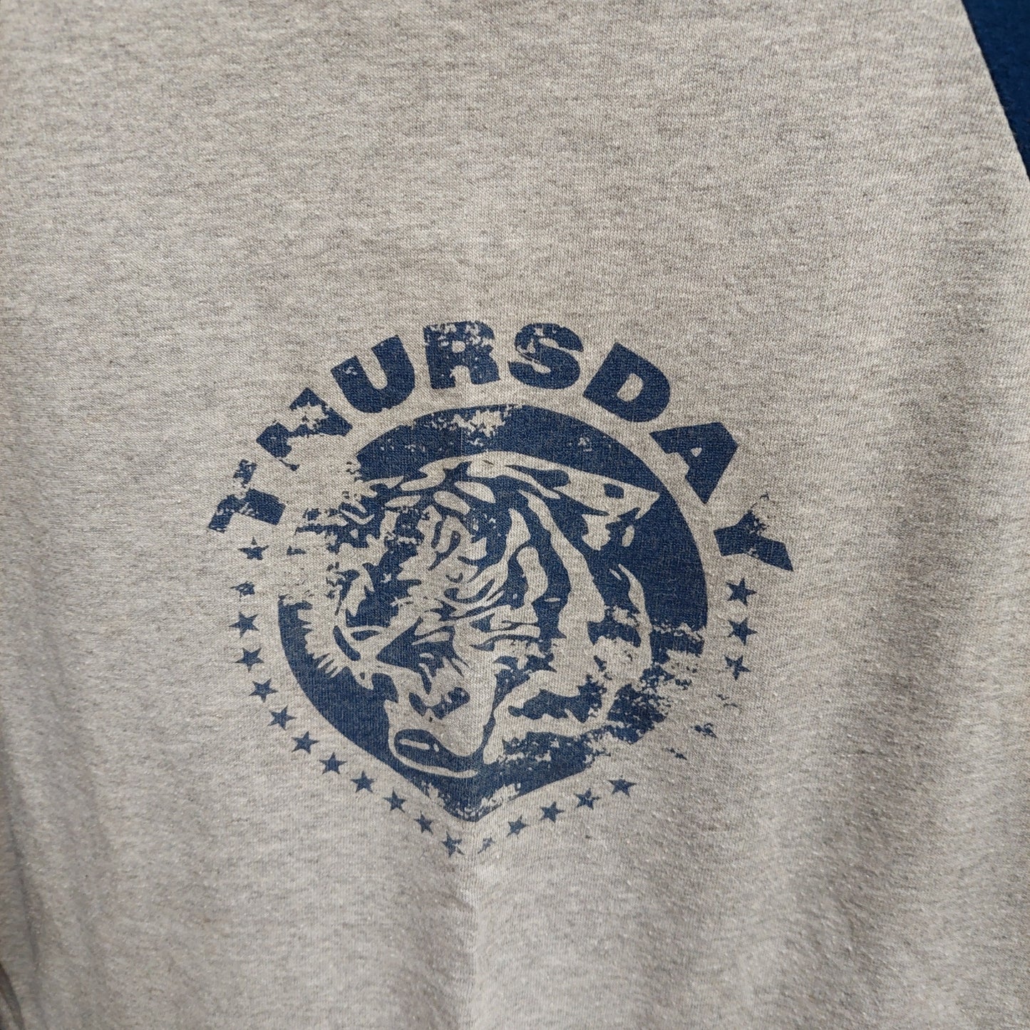 Vintage Thursday Tiger Logo Long Sleeve Tee - Gray/Blue - Medium (USED)