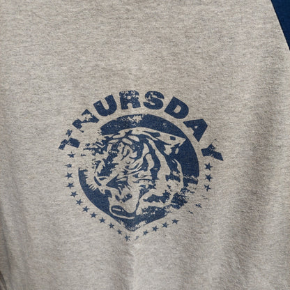 Vintage Thursday Tiger Logo Long Sleeve Tee - Gray/Blue - Medium (USED)