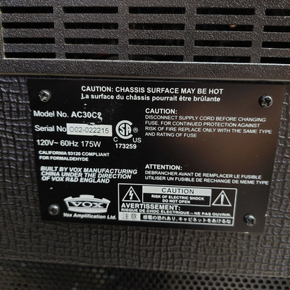 2010's VOX AC30C2 2x12 30W Tube Combo Amp (USED) SN# O02-022215