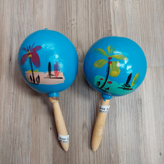 Blue Maracas Pair "Made In Mexico"