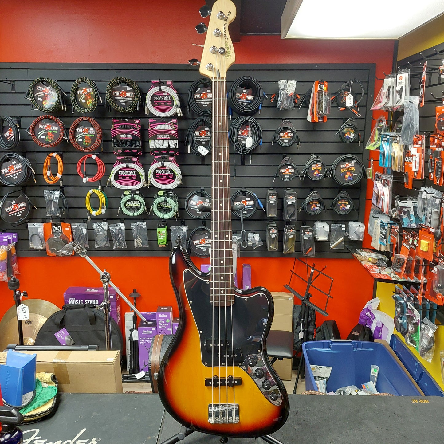 2011 SQUIER VINTAGE MODIFIED JAGUAR BASS GUITAR - SUNBURST "MADE IN INDONESIA" SN# ICS11095612