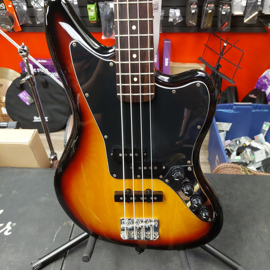 2011 SQUIER VINTAGE MODIFIED JAGUAR BASS GUITAR - SUNBURST "MADE IN INDONESIA" SN# ICS11095612