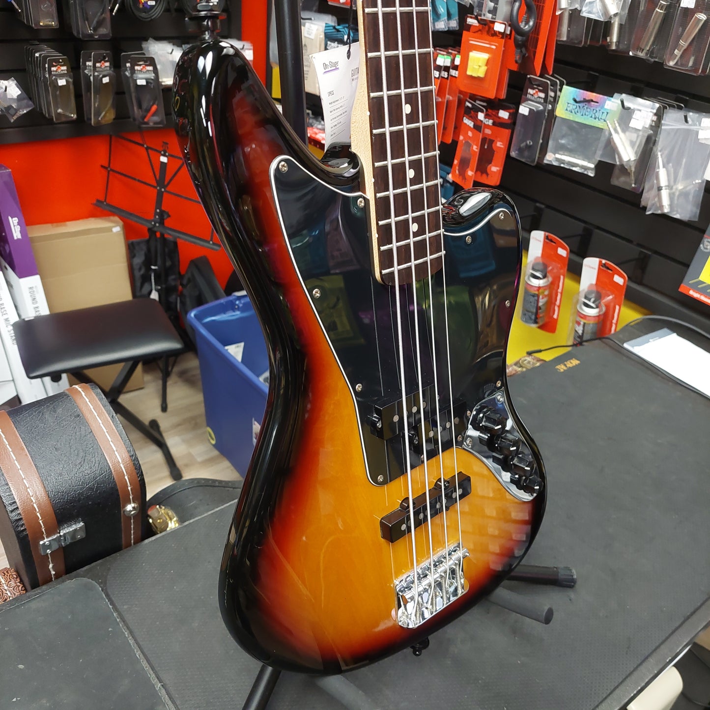 2011 SQUIER VINTAGE MODIFIED JAGUAR BASS GUITAR - SUNBURST "MADE IN INDONESIA" SN# ICS11095612