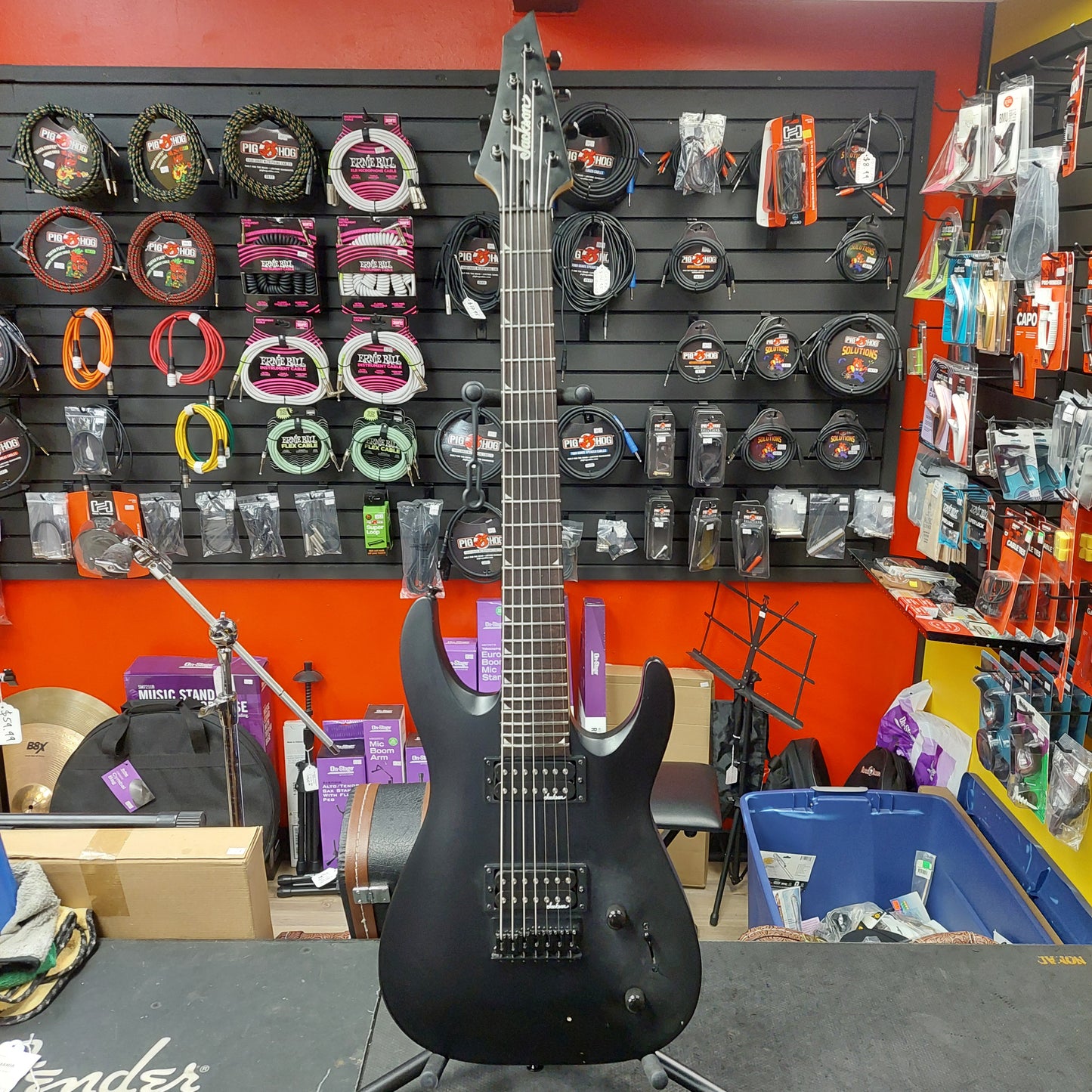2021 Jackson JS22 7-String Electric Guitar - Black SN# CWJ2148351 "Missing Truss Rod Cover"
