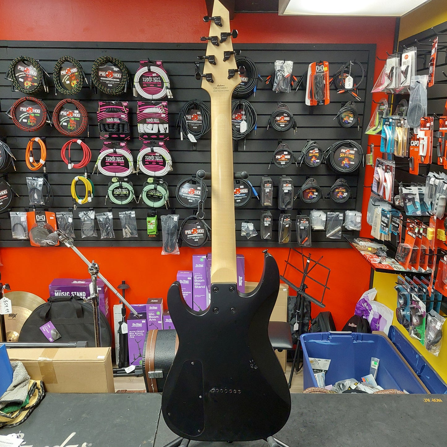 2021 Jackson JS22 7-String Electric Guitar - Black SN# CWJ2148351 "Missing Truss Rod Cover"