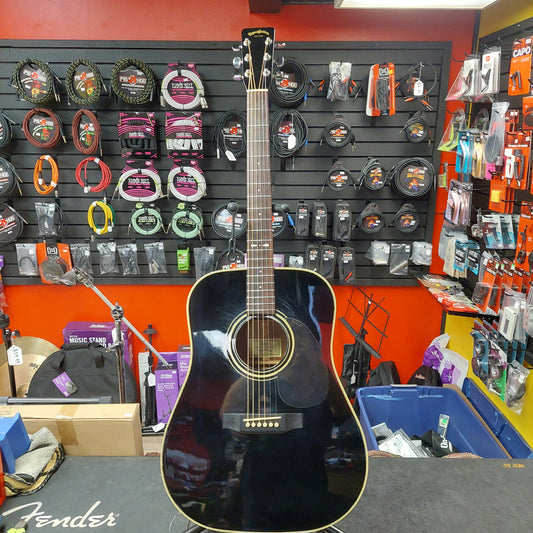 Sigma Guitar DM-4B 6-String Acoustic Guitar - Black Gloss (USED) "Made In Korea" SN# 91091233