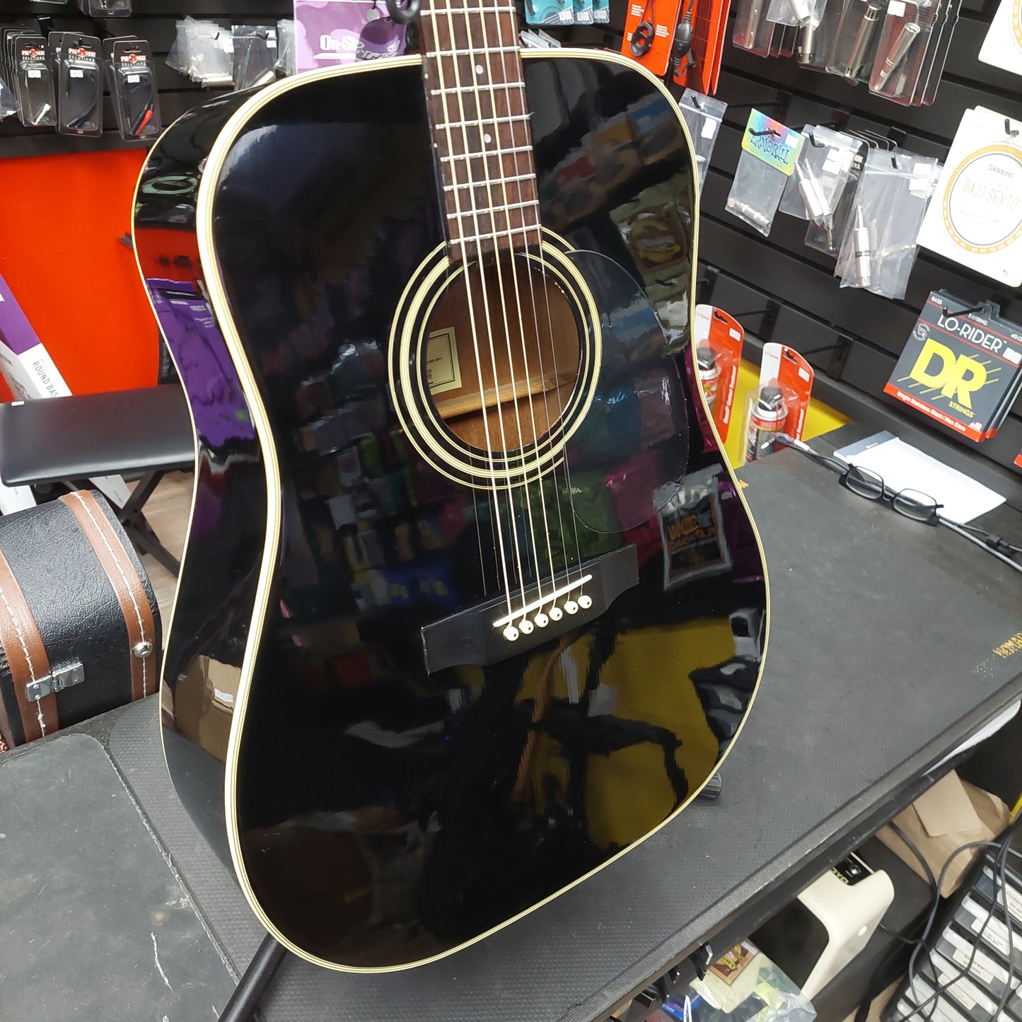 1990's Sigma Guitar DM-4B 6-String Acoustic Guitar - Black Gloss (USED) "Made In Korea" SN# 91091233