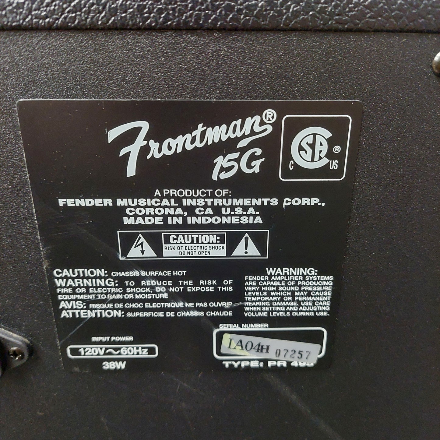 Fender Frontman 15G 15-Watt 1x8" Guitar Amplifier (USED) SN# IAO4H07257