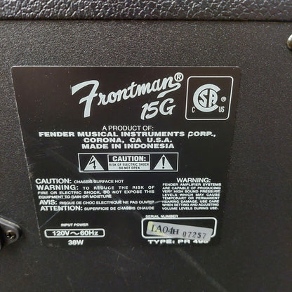 Fender Frontman 15G 15-Watt 1x8" Guitar Amplifier (USED) SN# IAO4H07257