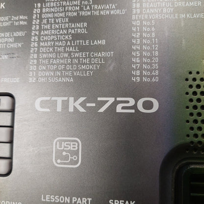 Casio CTK-720 61-Key Portable Keyboard w/ Power Supply & Windsor Gig Bag (USED)