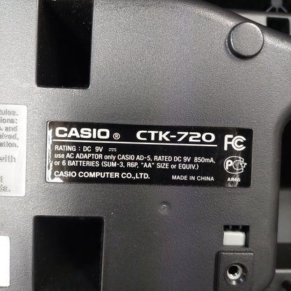 Casio CTK-720 61-Key Portable Keyboard w/ Power Supply & Windsor Gig Bag (USED)