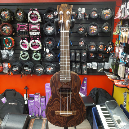 Pyle PUKT55 Soprano Ukulele - Mahogany w/ Flamed Brown Body & Pyle Slipcase