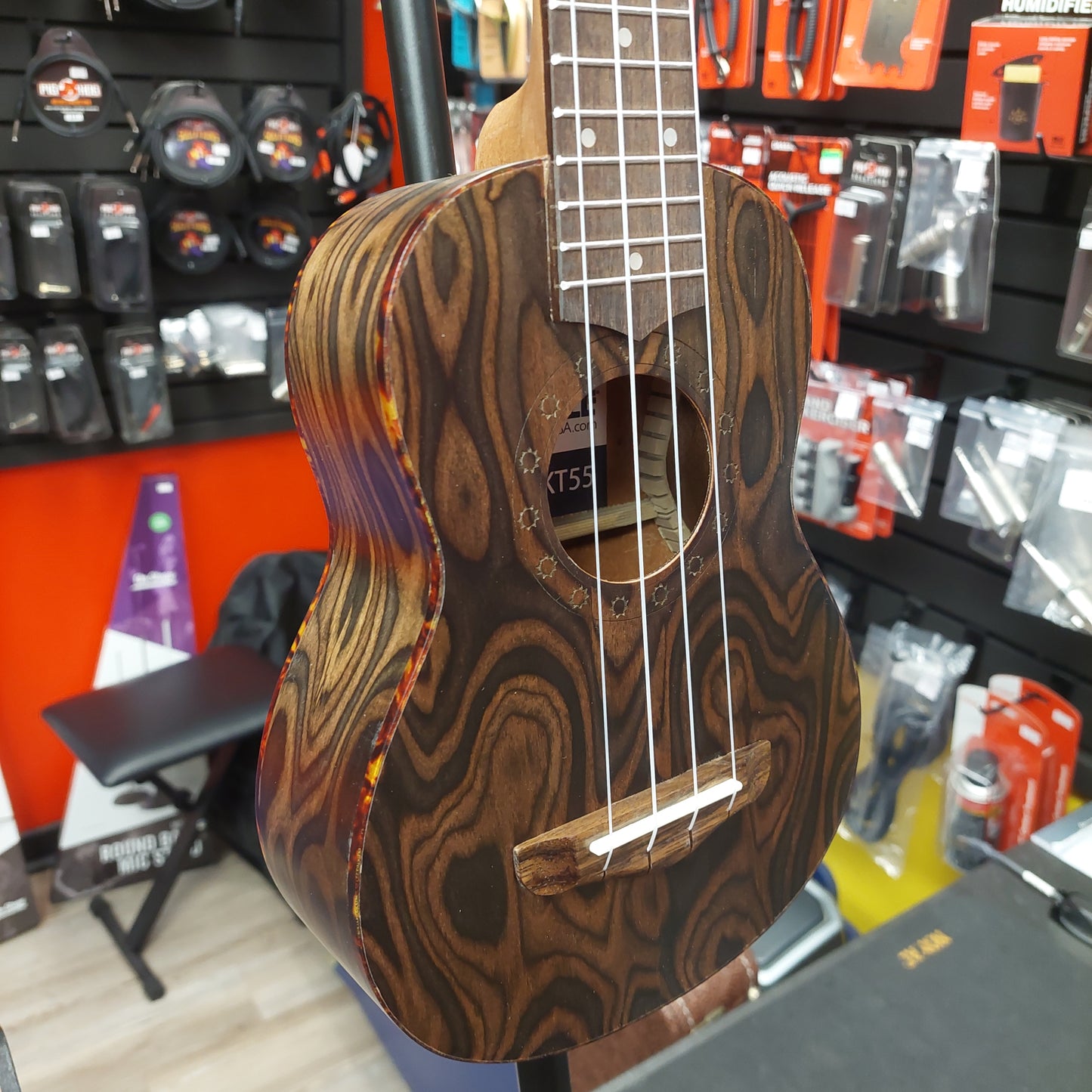 Pyle PUKT55 Soprano Ukulele - Mahogany w/ Flamed Brown Body & Pyle Slipcase