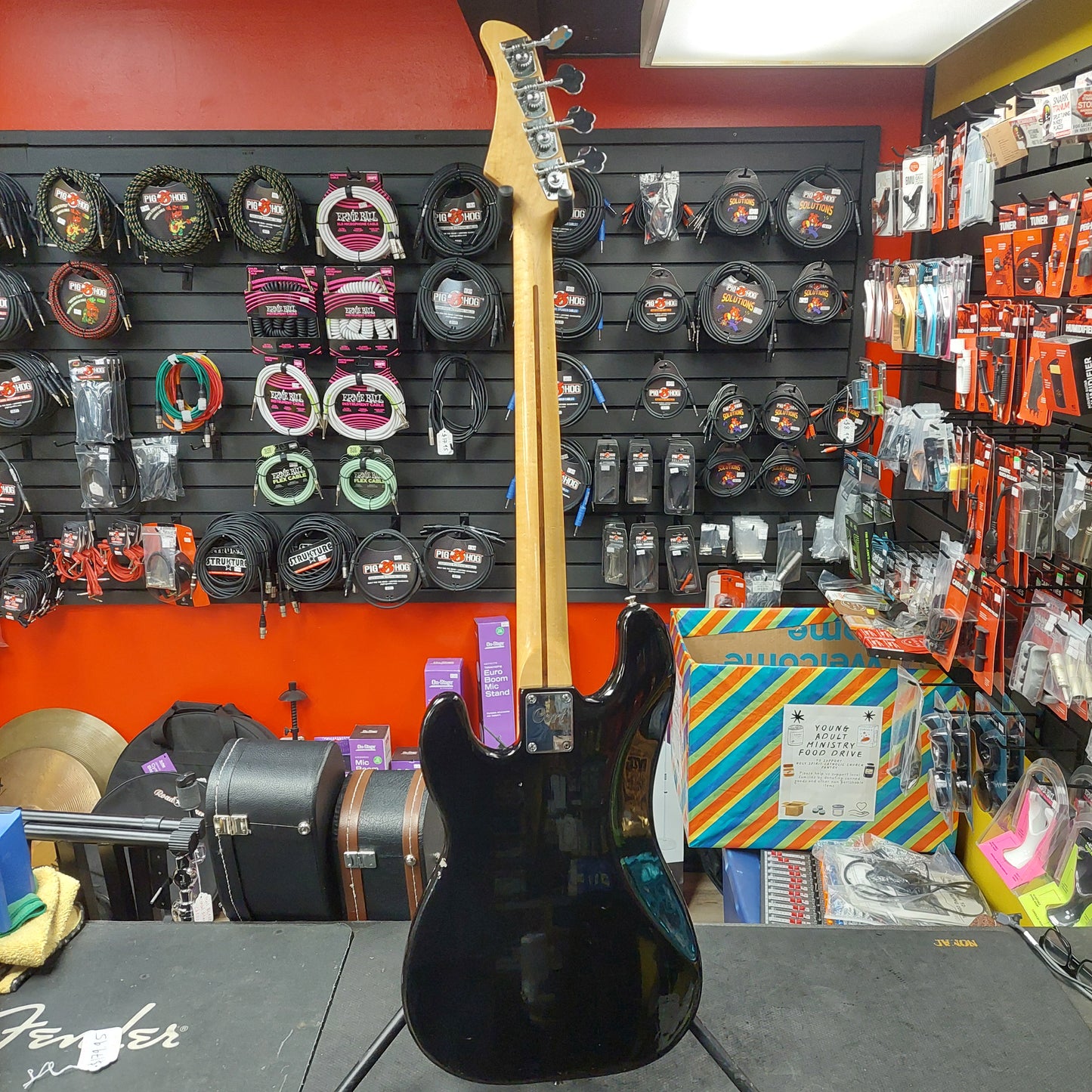 CORT 4-String P-Bass Black w/ Red Pickguard (USED) SN# 7125525