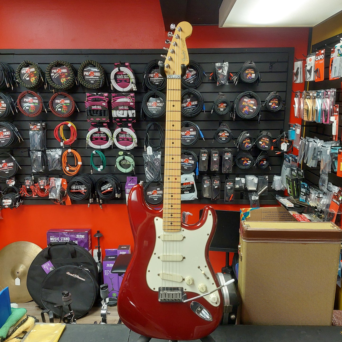 1988 Fender Stratocaster Plus Electric Guitar - Candy Apple Red w/ Fender Hard Case "Made In USA" SN# E486416 "Not Original Tuners They Are Marked Fender Japan"