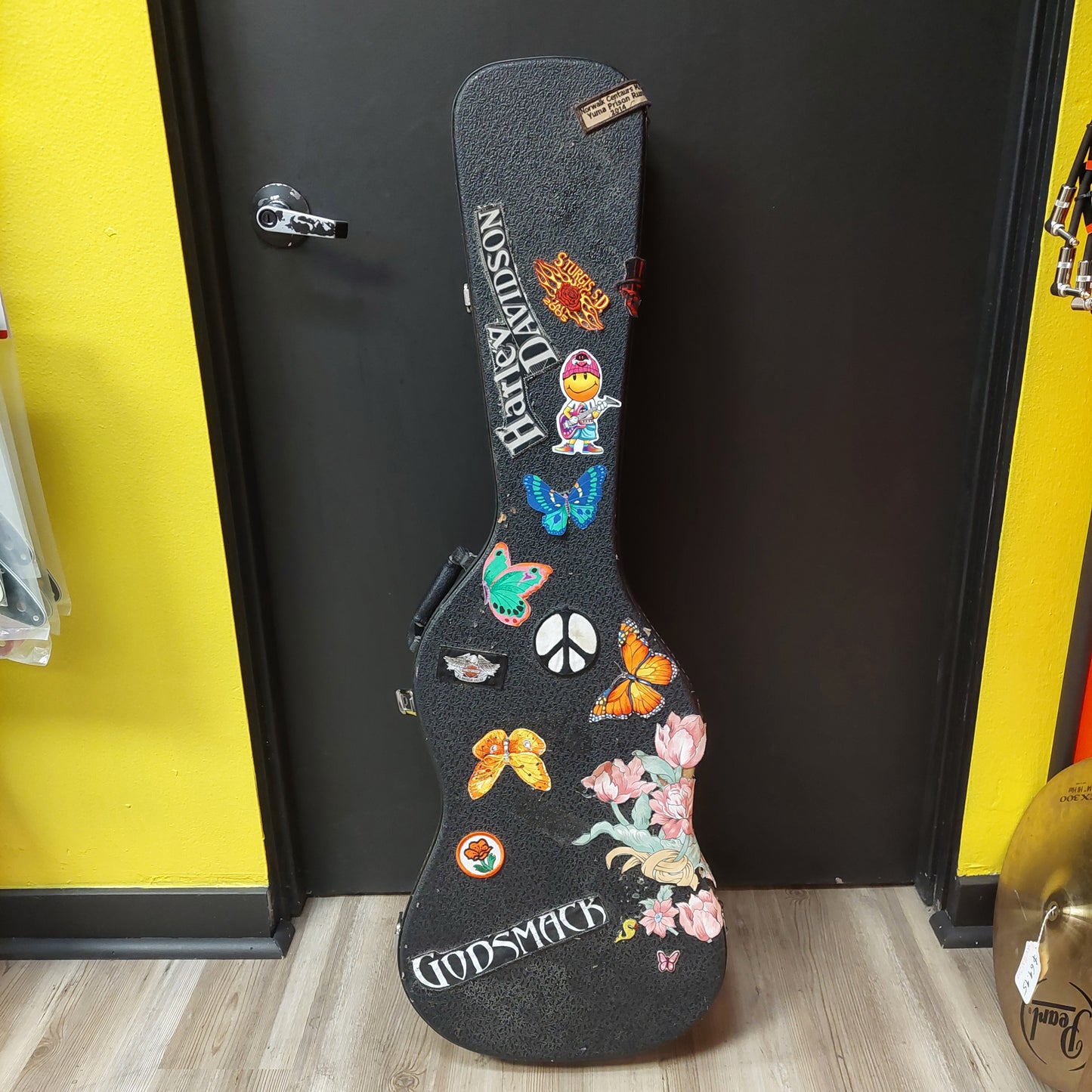 Electric Guitar Hard Case w/ Stickers - Black (USED) "Sold As Is"