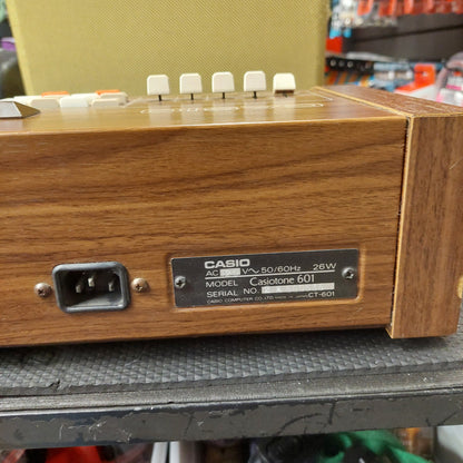 1980's Vintage Casio Casiotone 601 Electronic Musical Instrument Organ/Keyboard - Wood Finish w/ Casio Metal Stand (USED) "Made In Japan" SN# 2 A 500535