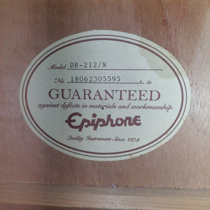 2018 Epiphone DR-212 12-String Acoustic Guitar - Natural SN# 18062305595