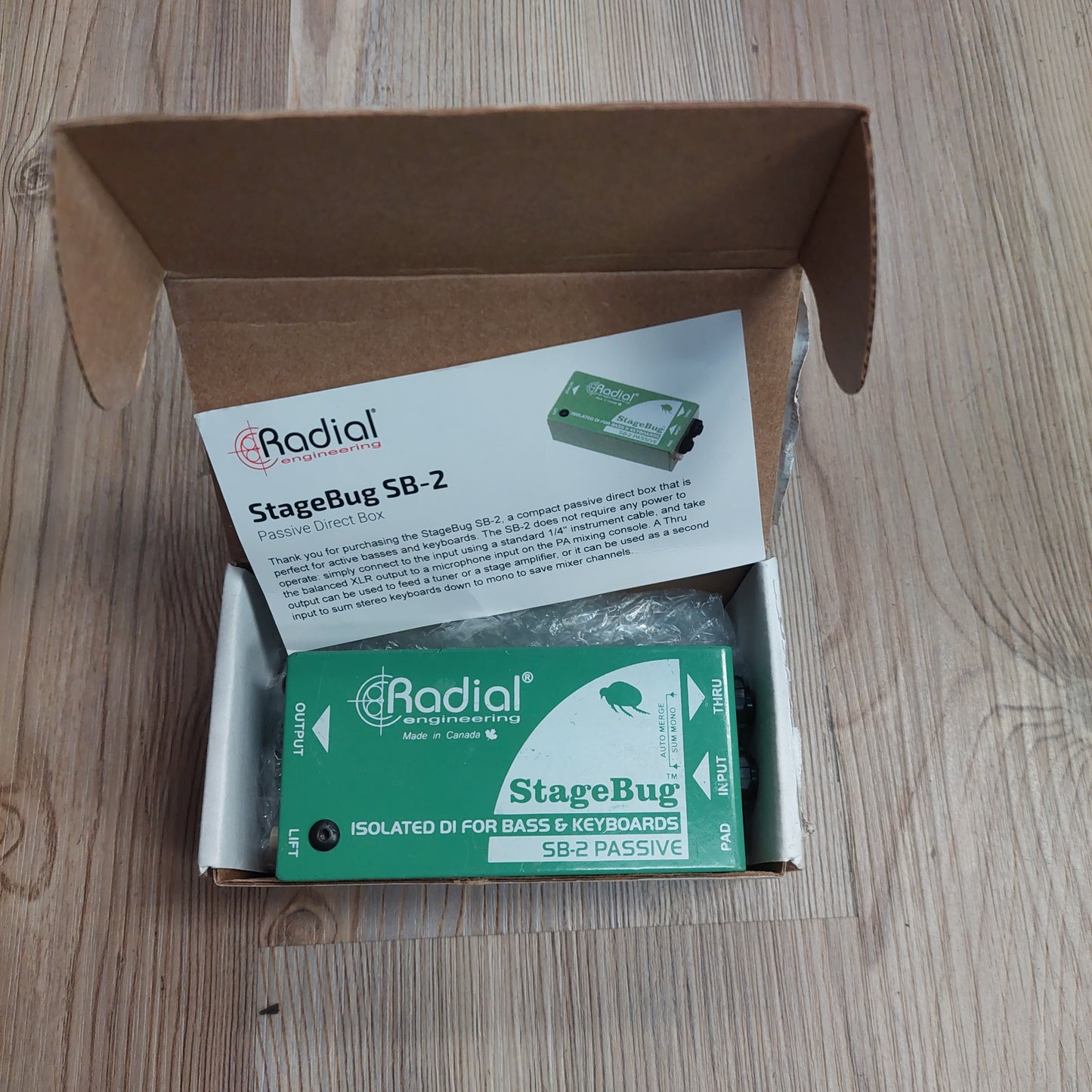 Radial Stage Bug SB-2 Passive Direct Box w/ Original Box (USED) "Made In Canada" SN# 1431633