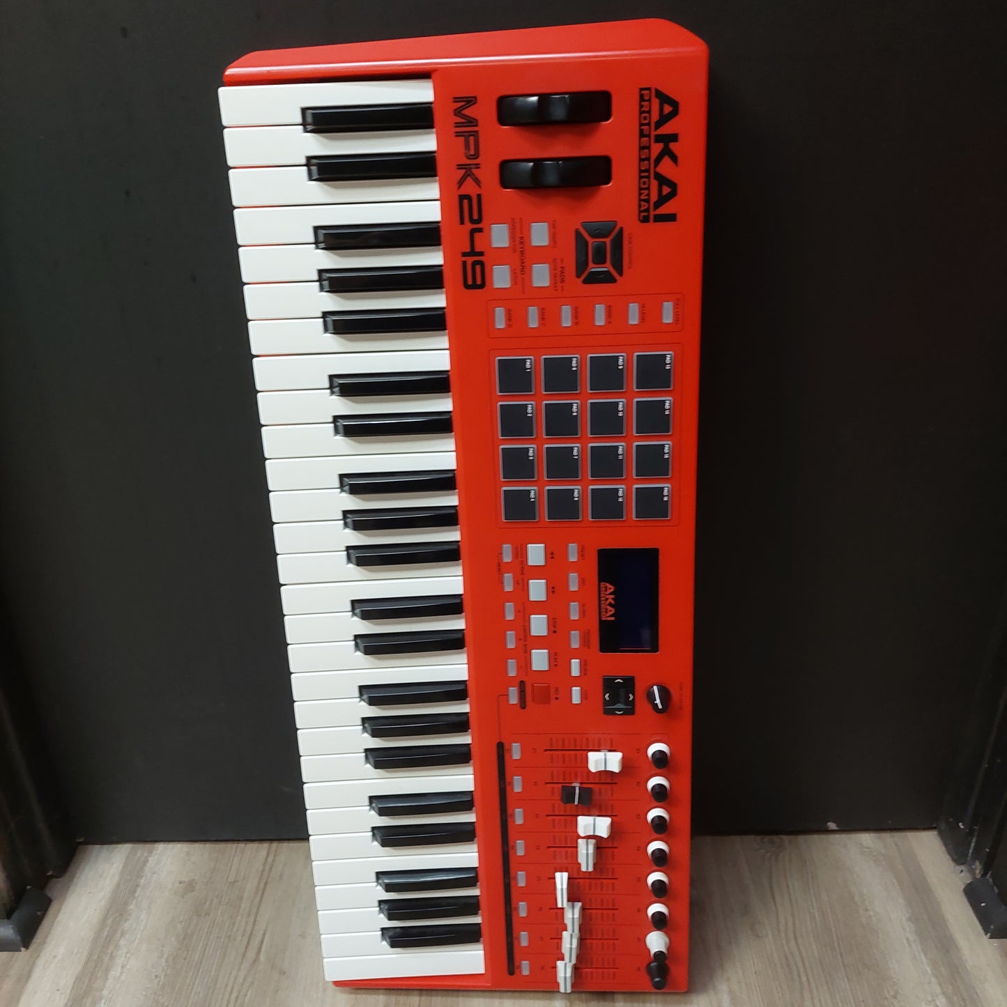 AKAI MPK249 49-Key Midi Controller Keyboard - Red w/ Midi Cables (USED) SN# (21)A11508187300874