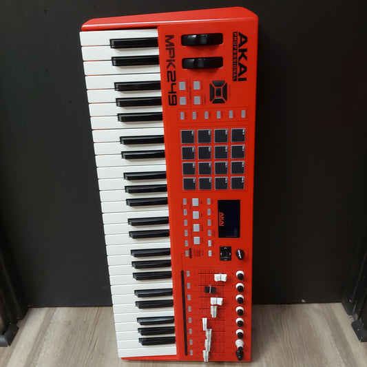 AKAI MPK249 49-Key Midi Controller Keyboard - Red w/ Midi Cables (USED) SN# (21)A11508187300874