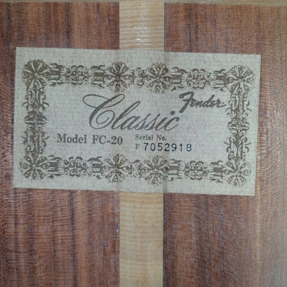 1977 Fender FC-20 Ryoji Matsuoka Classical Guitar - Natural "Made In Japan SN# F7052918